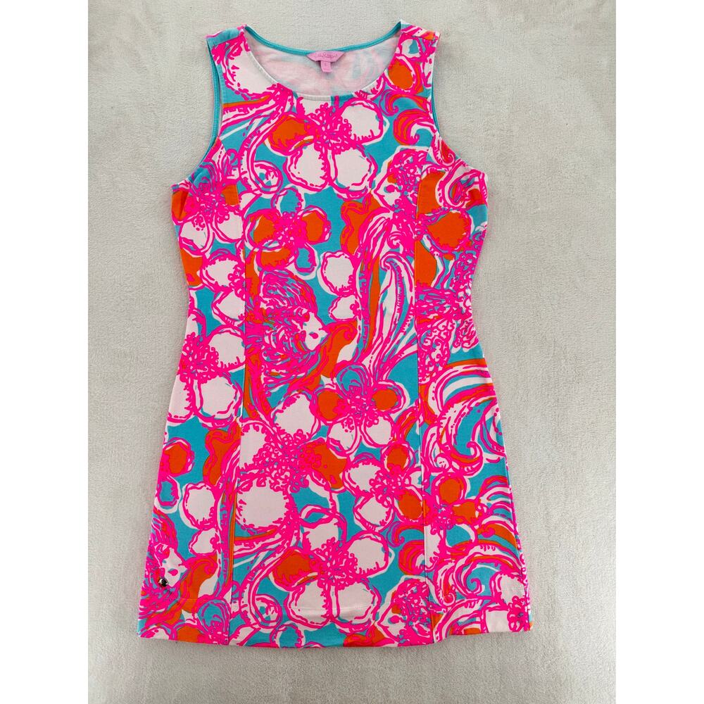 Lily Pulitzer Dress Feeling Tanked Groovy Floral Shift Cotton Sleeveless Large - Picture 6 of 10